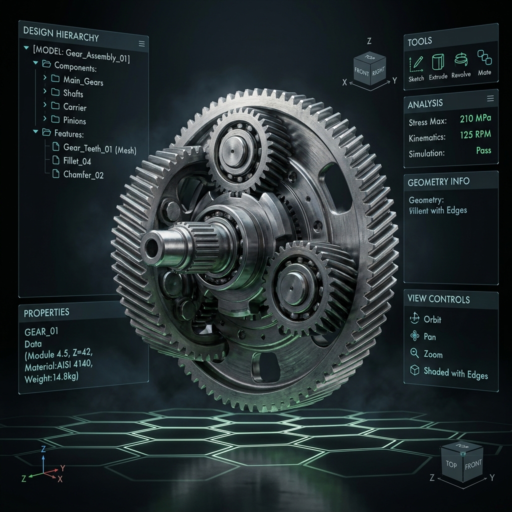 Renechip Mechanical CAD Workspace Mockup